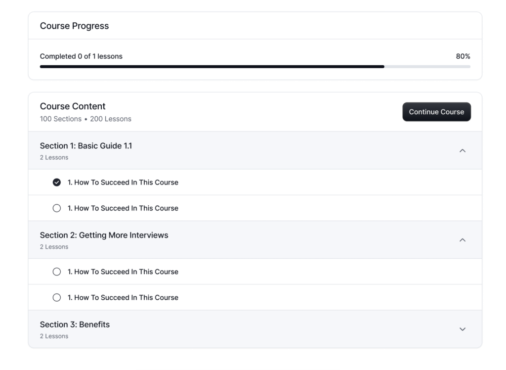 Course progress tracking